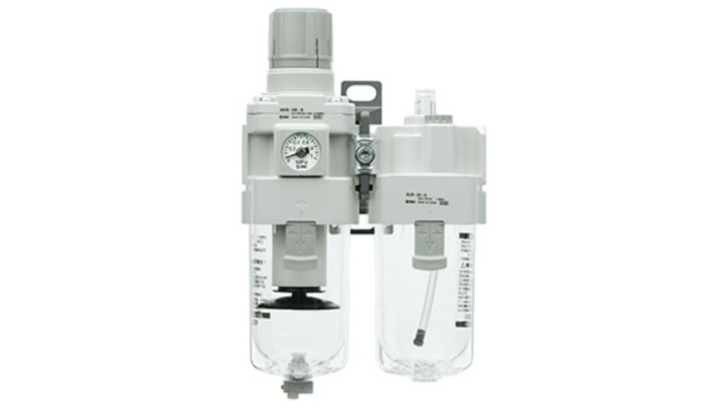 SMC G 1/8 Filter Regulator Lubricator, None Drain, 5μm Filtration Size