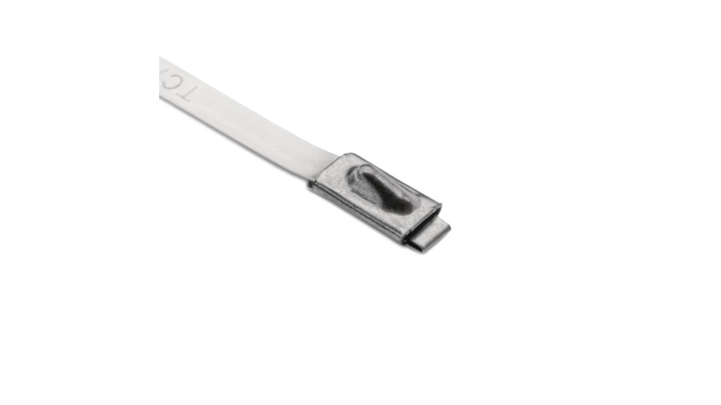 HellermannTyton Cable Tie, Roller Ball, 681mm x 4.6 mm, Metallic 316 Stainless Steel, Pk-100