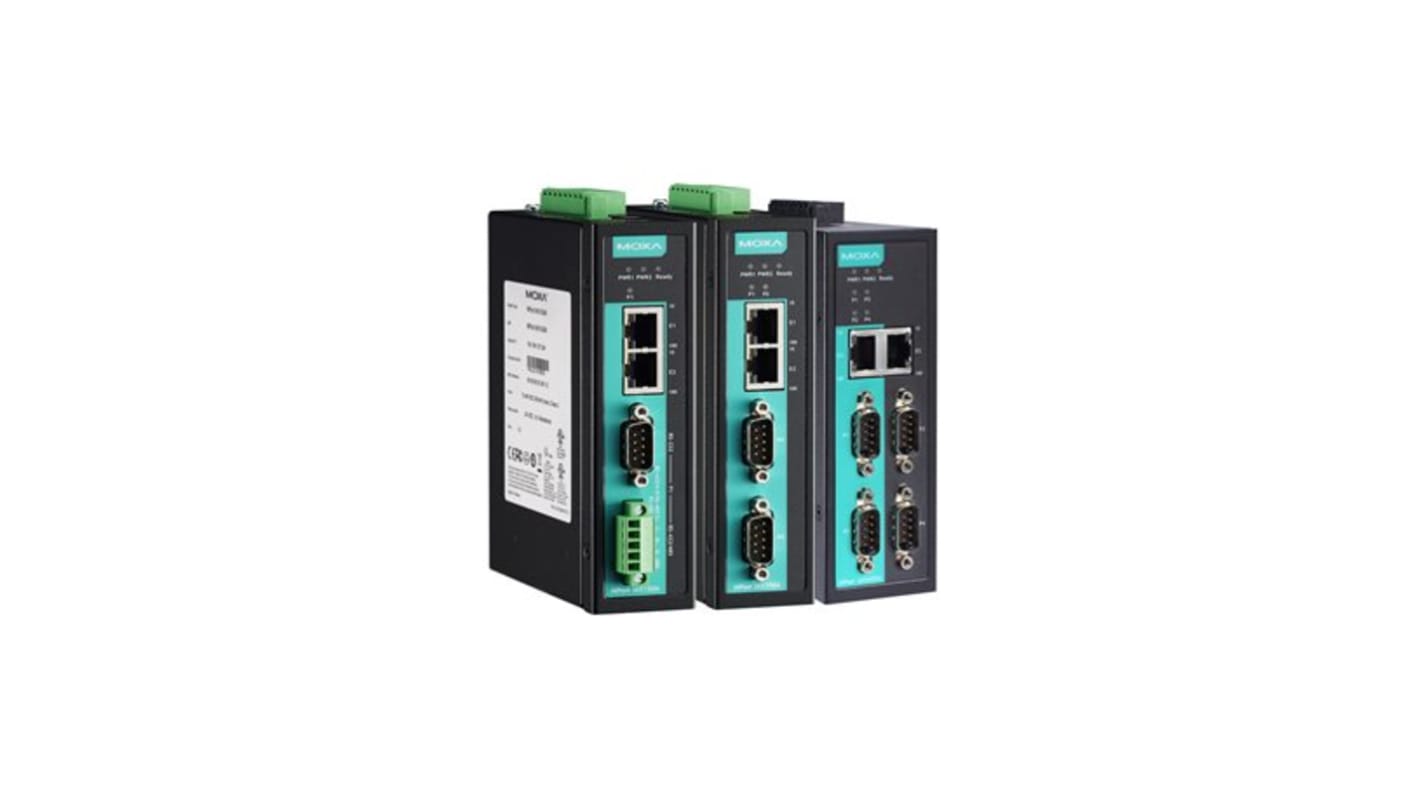 MOXA Geräteserver 2 Ethernet-Anschlüsse 2 serielle Ports RS232, RS422, RS485 921.6kbit/s