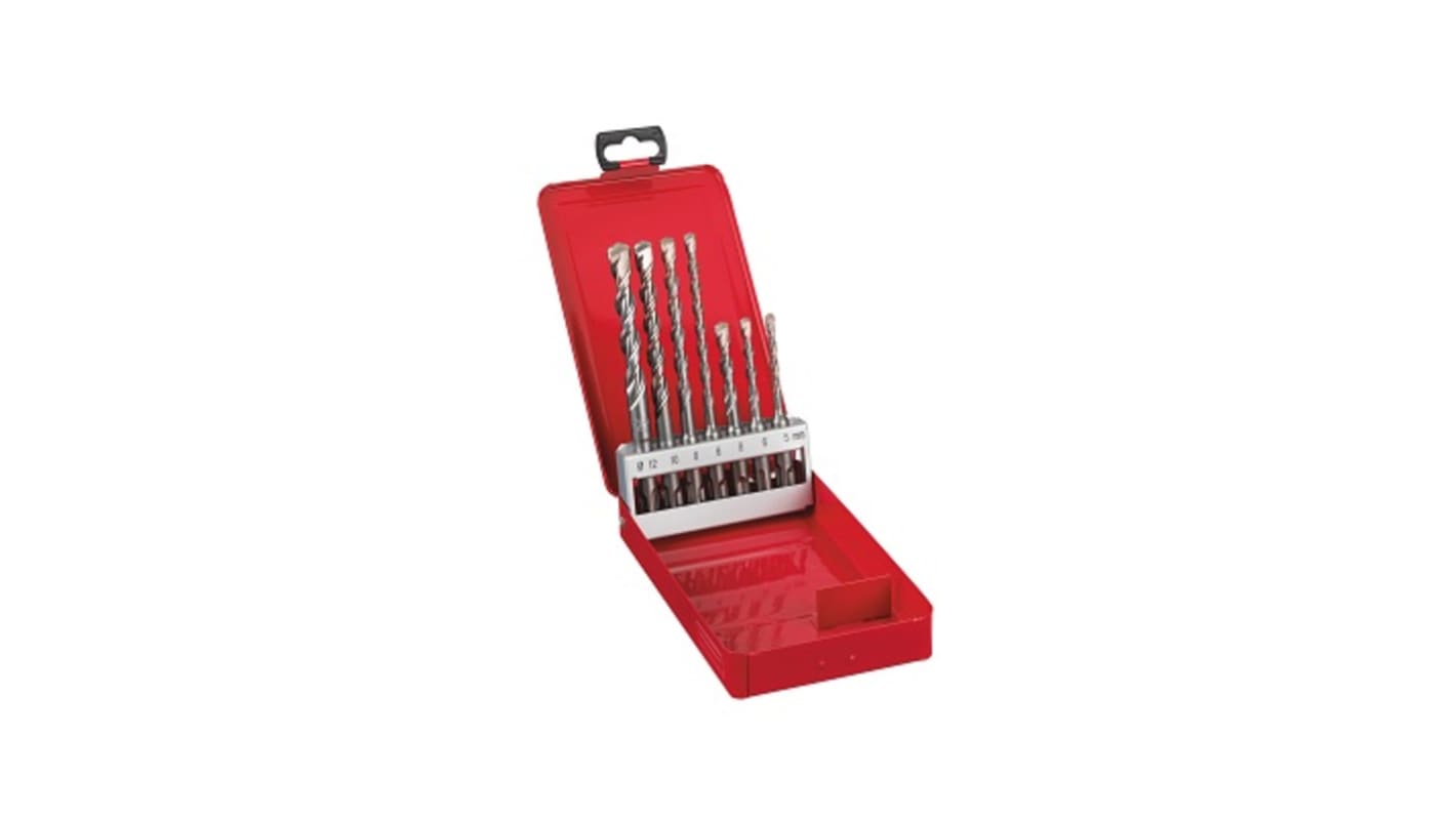 Milwaukee 7-Piece SDS Drill Bit Set for Masonry, 12mm Max, 5mm Min, High Speed Steel Bits