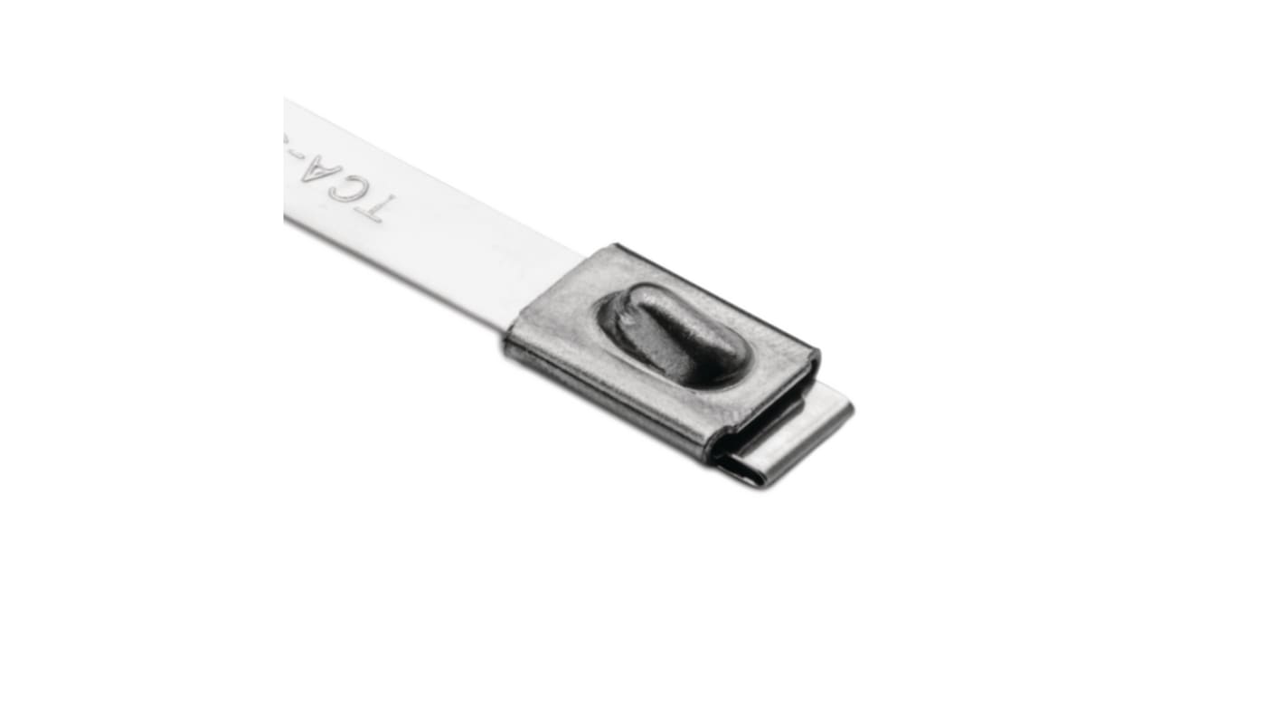 HellermannTyton Cable Tie, Roller Ball, 681mm x 7.9 mm, Metallic 316 Stainless Steel, Pk-50