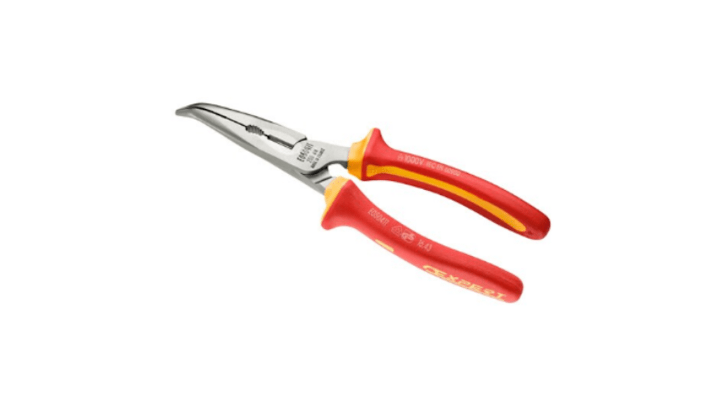 E050411 Expert by Long Nose Pliers, 200 mm Overall, Angled Tip