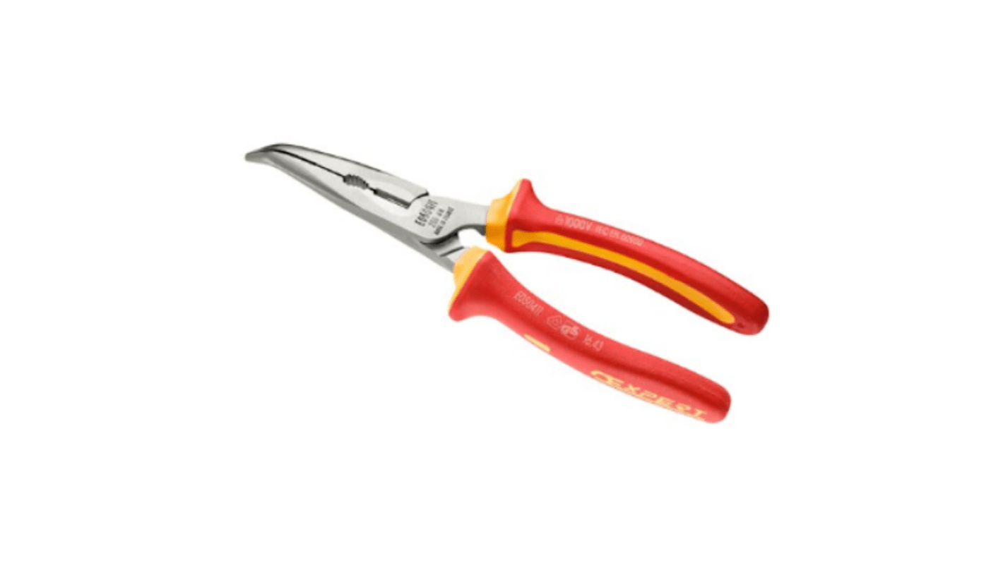 Expert by Facom Long Nose Pliers, 200 mm Overall, Angled Tip, 50mm Jaw