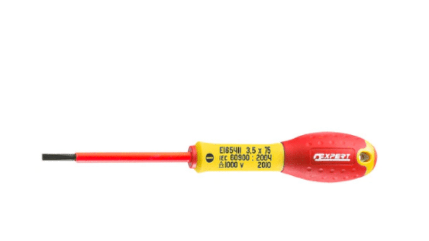 Expert by Facom Slotted Insulated Screwdriver, 5 mm, Slotted Head 3 mm Tip, VDE/1000V