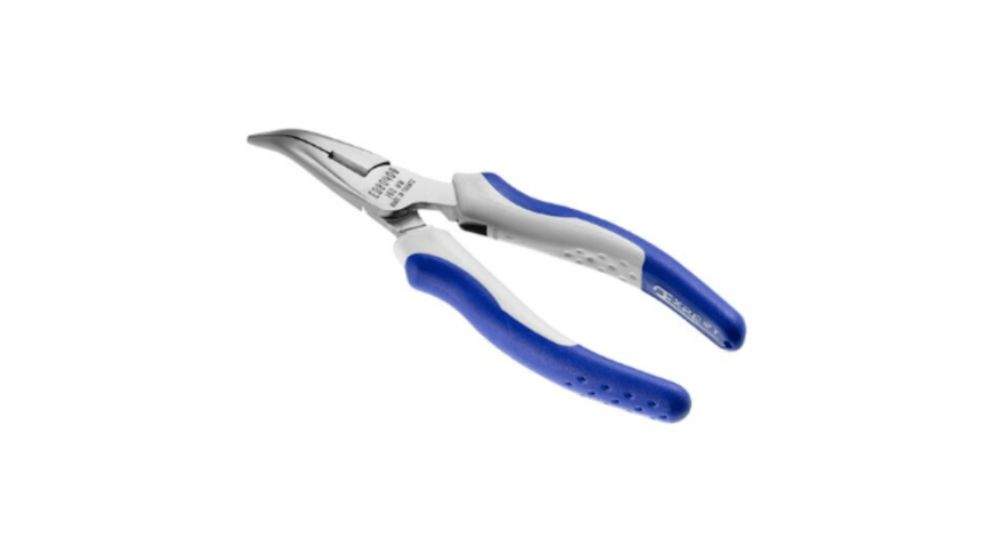 E080409 Expert by Long Nose Pliers, 160 mm Overall, Bent Tip