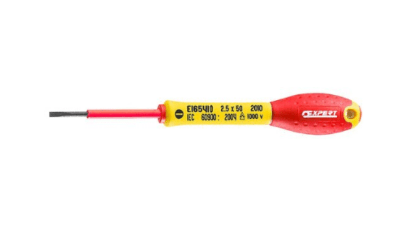 Expert by Facom Slotted Insulated Screwdriver, 5 mm, Slotted Head 2 mm Tip, VDE/1000V