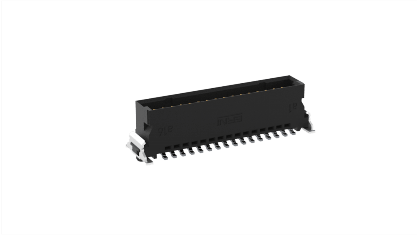 ERNI SMC Series Surface Mount PCB Header, 32 Contact(s), 1.27mm Pitch, 2 Row(s), Shrouded