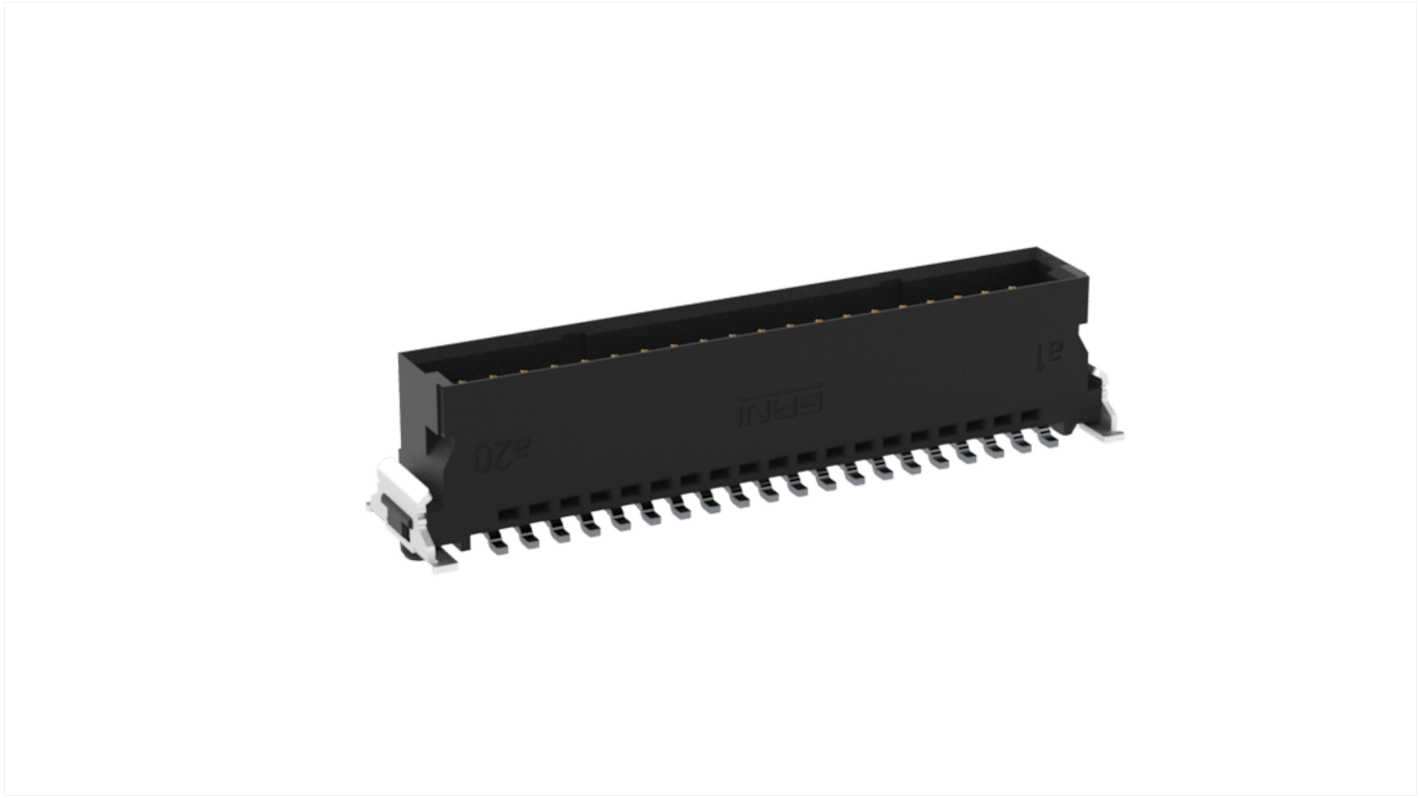 ERNI SMC Series Surface Mount PCB Header, 40 Contact(s), 1.27mm Pitch, 2 Row(s), Shrouded