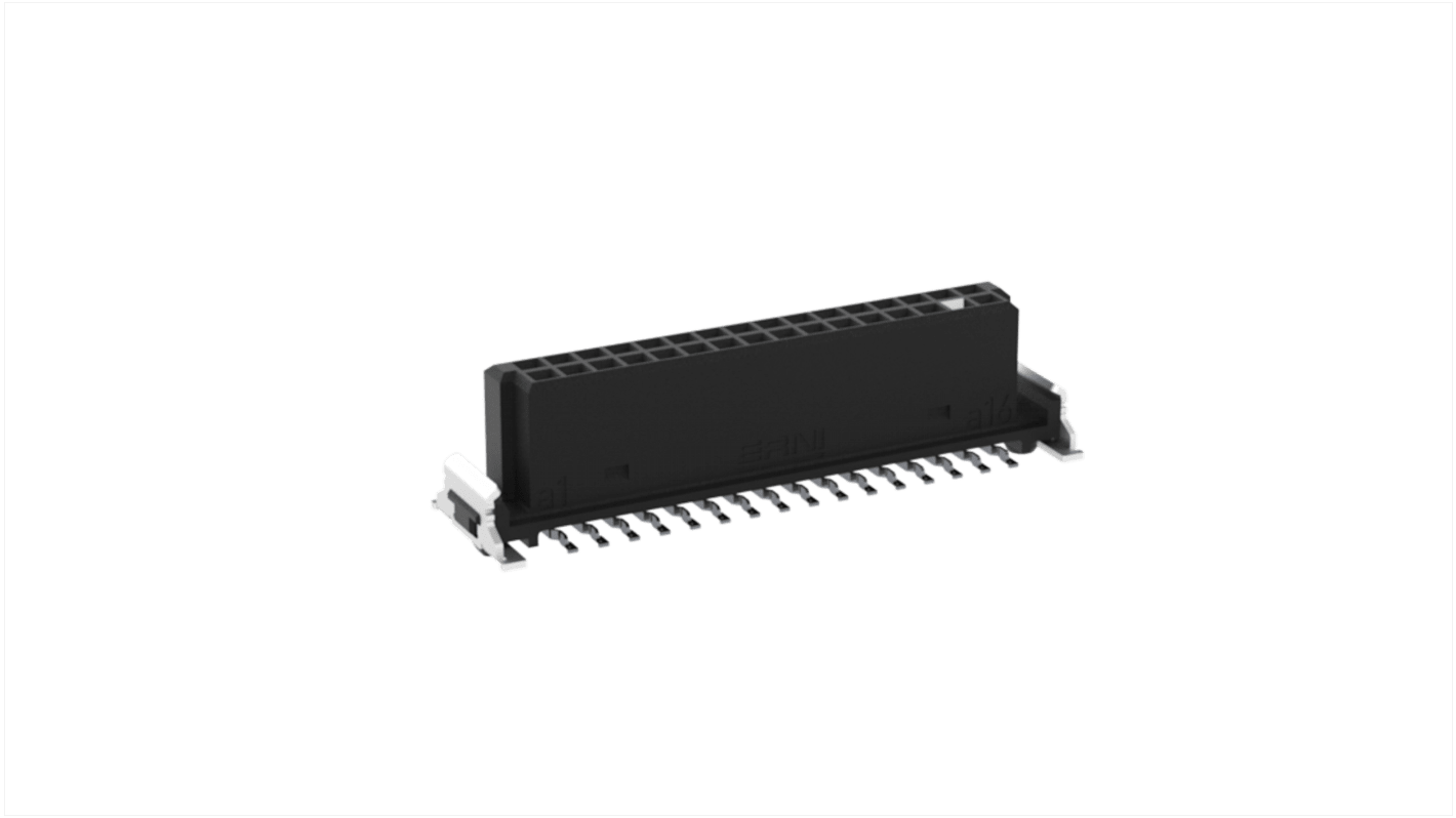 ERNI SMC Series Surface Mount PCB Socket, 32-Contact, 2-Row, 1.27mm Pitch