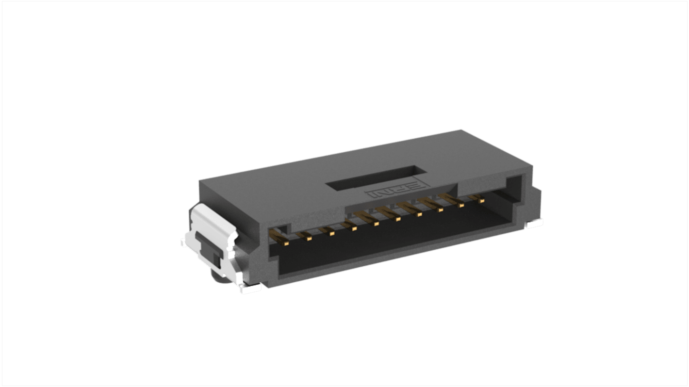 Conector macho para PCB Ángulo de 90° ERNI serie MiniBridge de 10 vías, 1 fila, paso 1.27mm, Montaje Superficial
