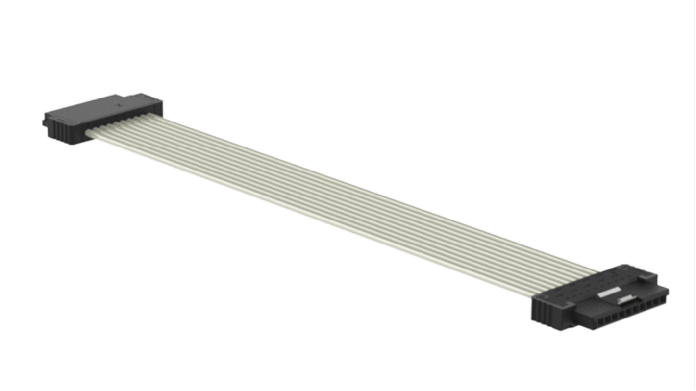 Unidad de cable plano ERNI 10, long. 300mm, con. A: Hembra, con. B: Hembra