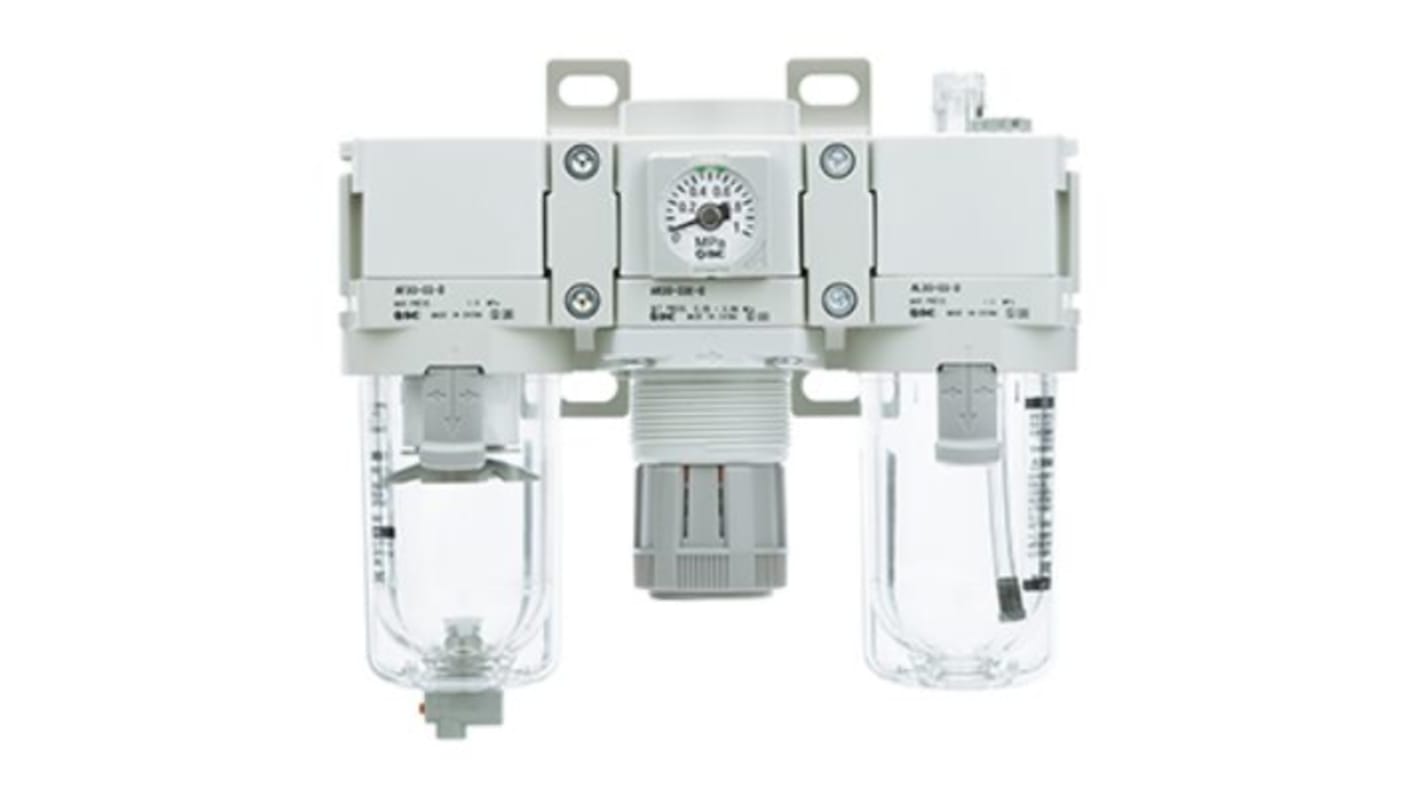 SMC G 1/8 FRL Assembly, None Drain, 5μm Filtration Size