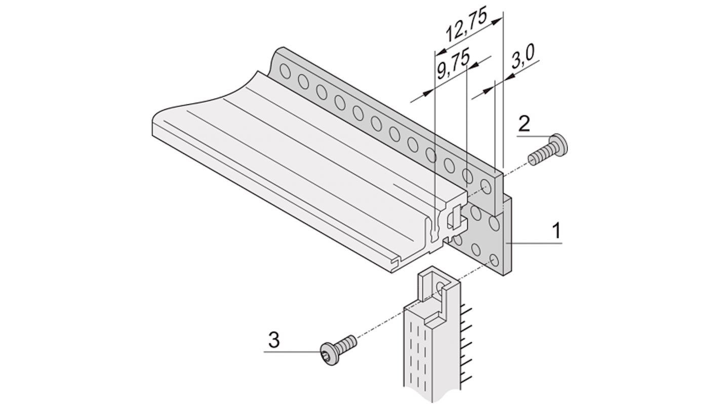 Carril Z nVent SCHROFF de Aluminio, long. 305mm, anch. 60HP