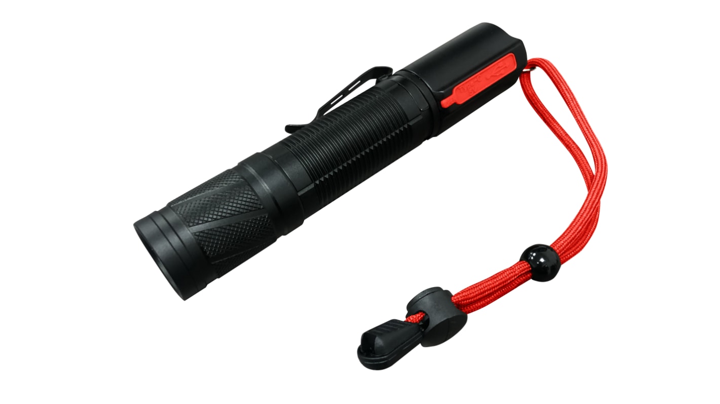 RS PRO Akku Taschenlampe LED im Alu-Gehäuse 15 W, 1200 lm, 160 mm