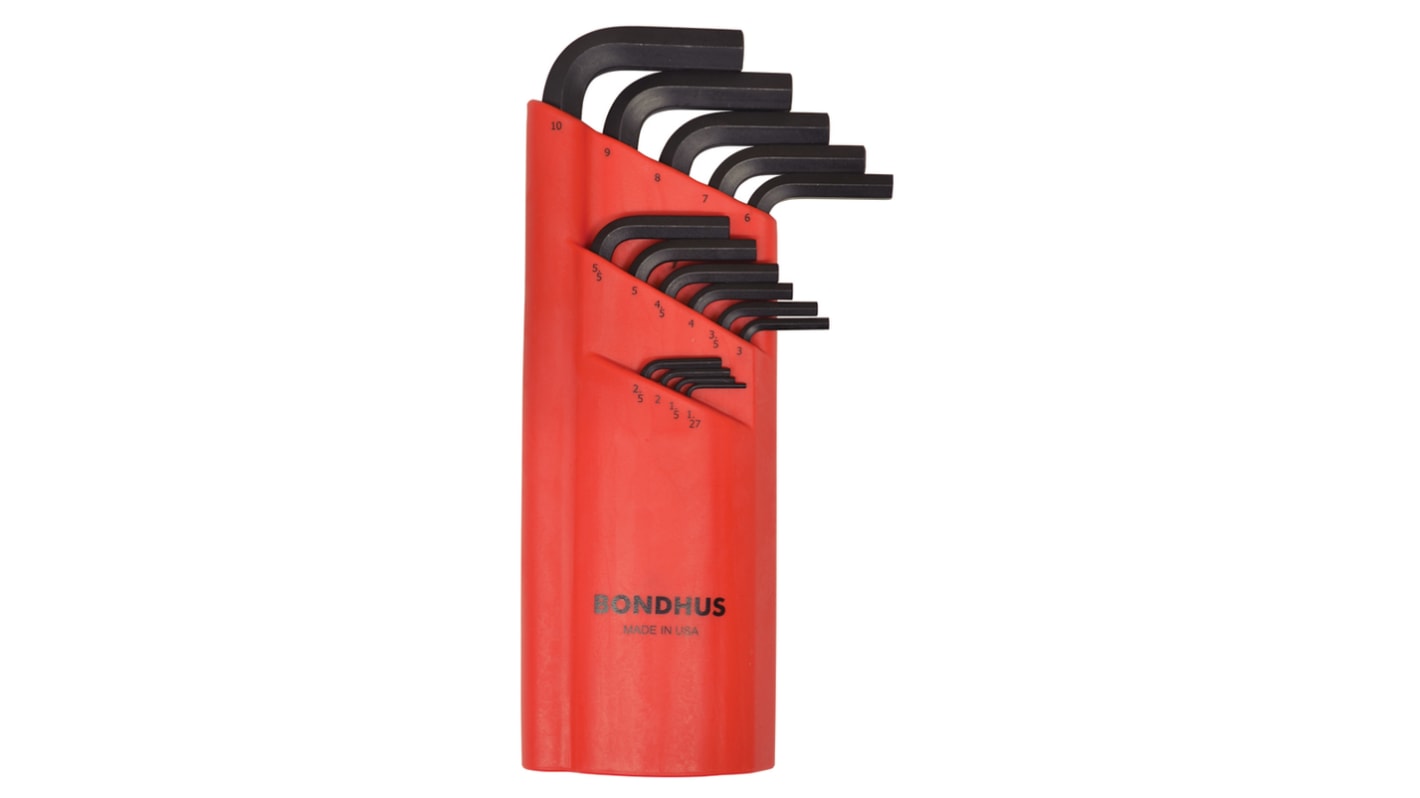 10995 Bondhus 15 piece L Shape Metric Hex Key Set, 1.27 → 10mm RS