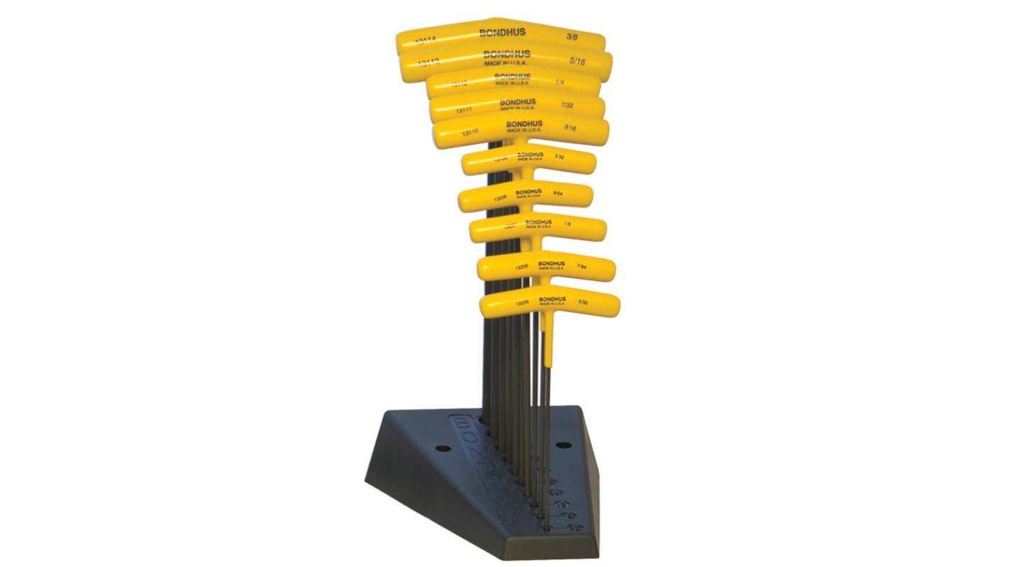 Bondhus 10 piece Hex Key Set, T-handle 3/3 → 3/8in
