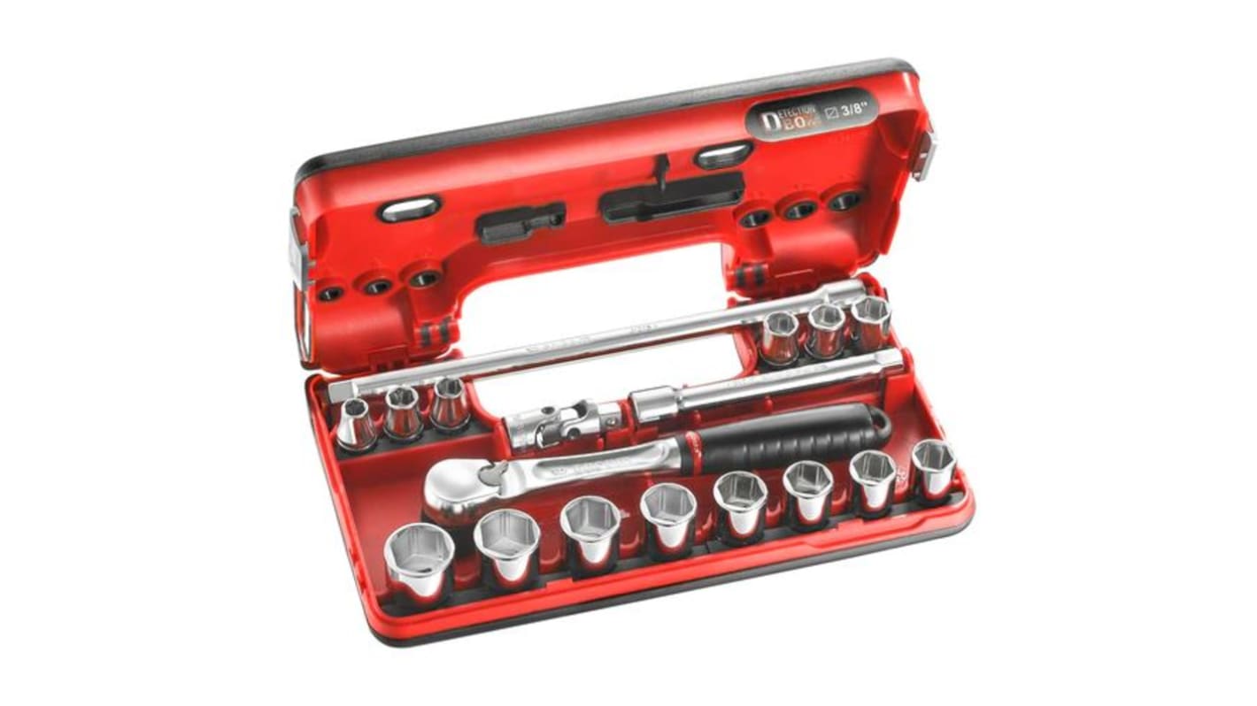 Facom 3/8 in 6 Point Socket Ratchet Bit Set