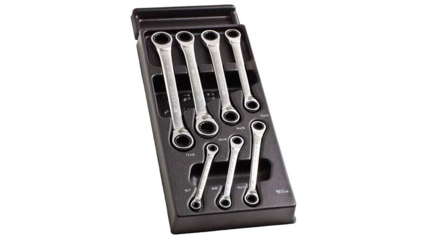 Facom 65 Series Ratchet Polygon Wrenches Ringschlüsselsatz Chrom, 7-teilig 6 Zoll, 7 Zoll, 8 Zoll, 9 Zoll, 10 Zoll, 11