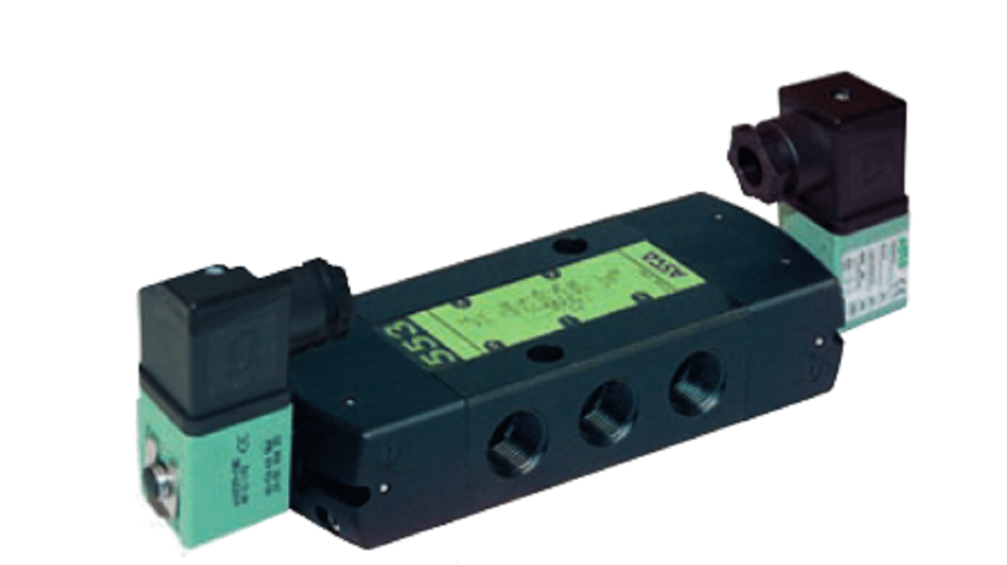 Válvula piloto de solenoide EMERSON – ASCO, Serie 551, Rosca G 1/4, Función 5/3 NC, Electroneumático, Orificio Pasante