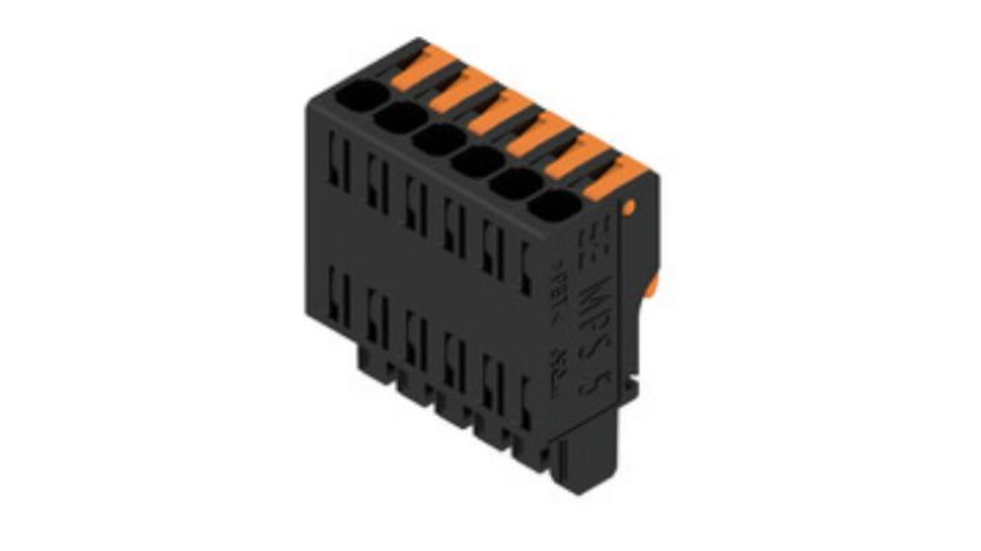 Conector de PCB Hembra Weidmuller de 6 vías , paso 5mm, montaje en PCB
