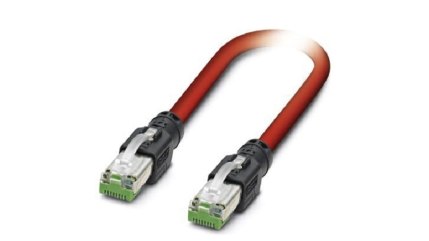 Phoenix Contact Cat5 Straight Male RJ45 to Straight Male RJ45 Ethernet Cable, Shielded, Red, 1m