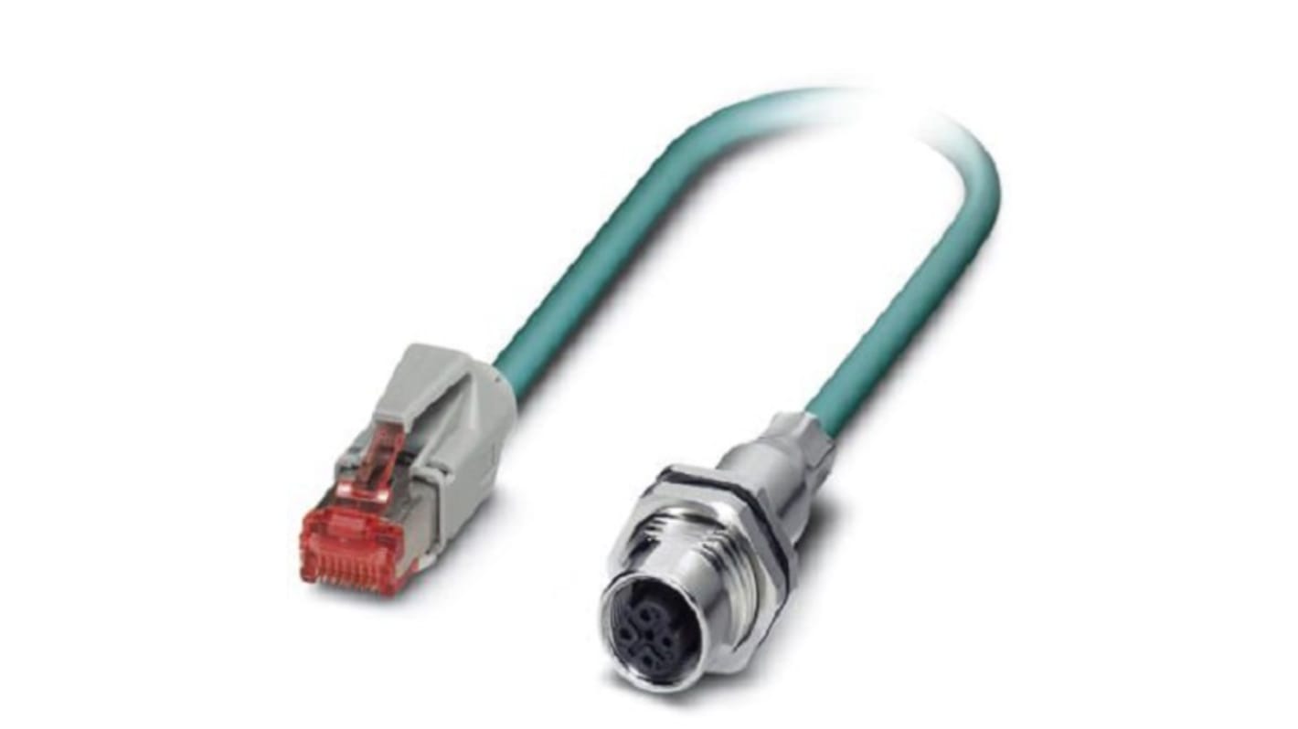 Phoenix Contact Ethernetkabel Cat.5e, 1m, Blau Patchkabel, A M12 Geschirmt Buchse, B RJ45