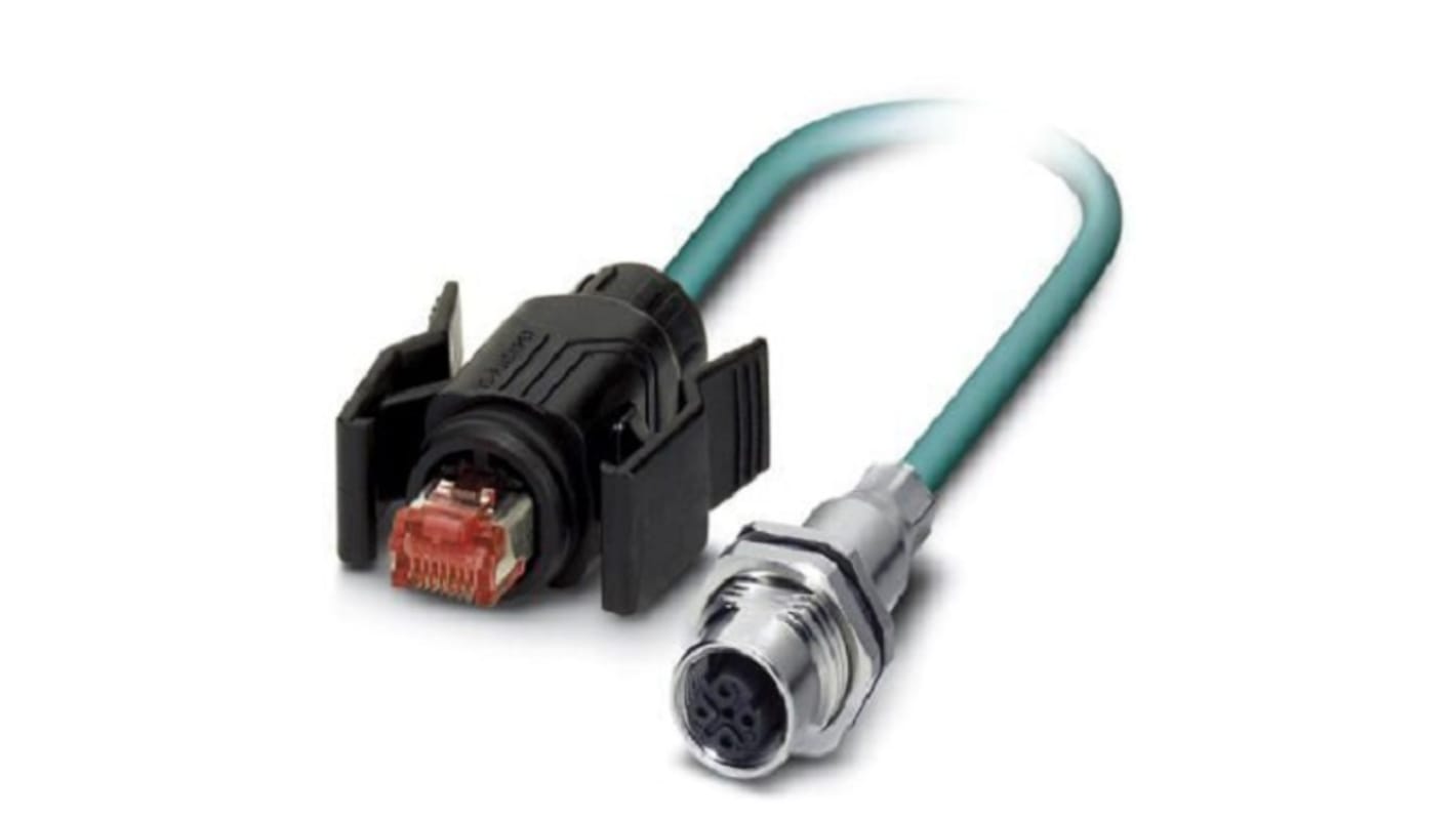 Phoenix Contact Ethernetkabel Cat.5e, 2m, Blau Patchkabel, A M12 Geschirmt Stecker, B RJ45