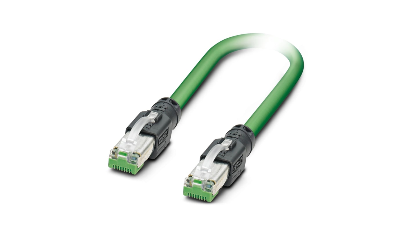 Phoenix Contact Cat5 Straight Male RJ45 to Straight RJ45 Ethernet Cable, Shielded, Green, 15m