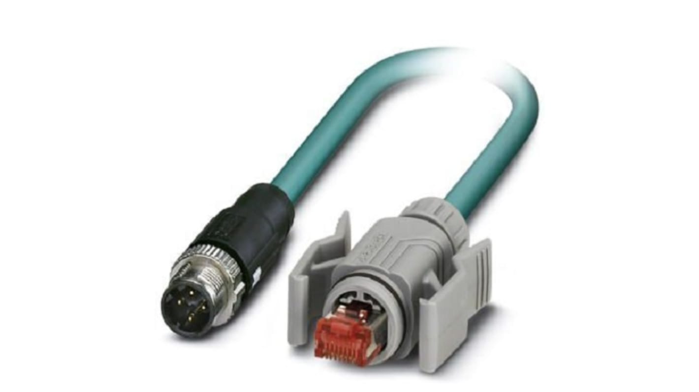 Phoenix Contact Ethernetkabel Cat.5, 10m, Blau Patchkabel, A M12 Geschirmt Stecker, B RJ45