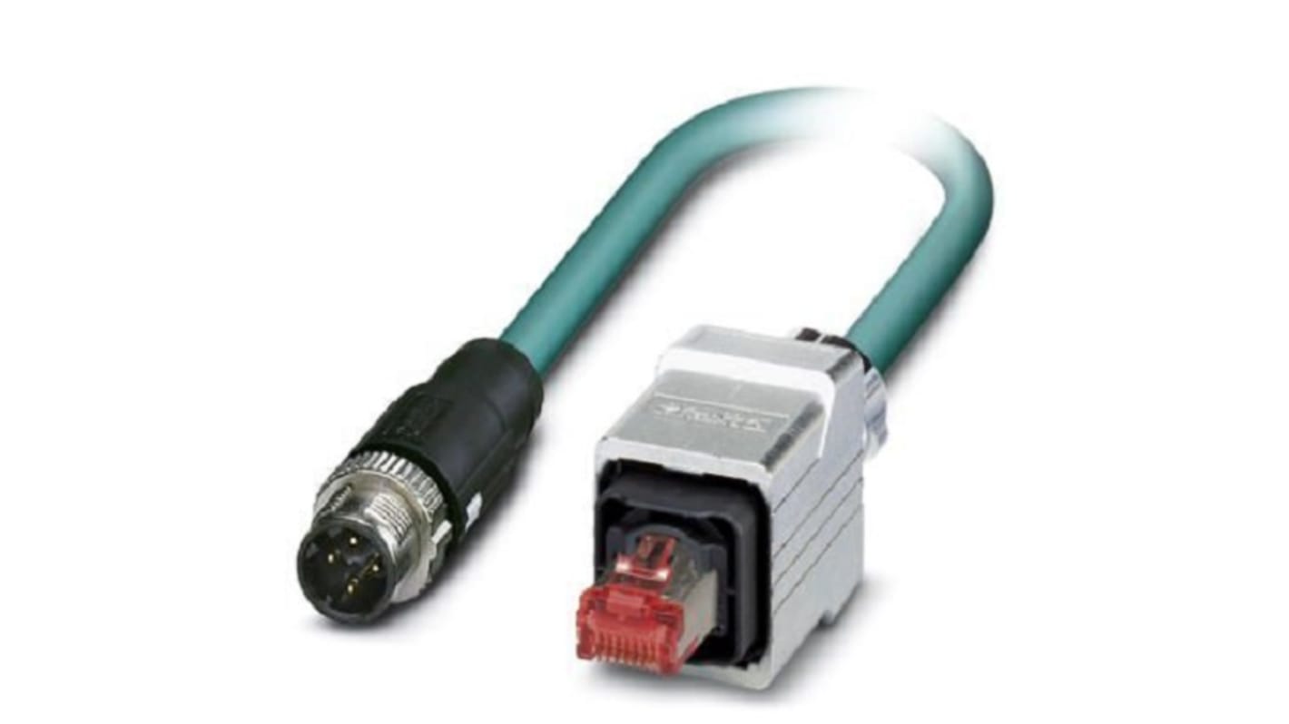 Phoenix Contact Ethernetkabel Cat.5, 1m, Blau Patchkabel, A M12 Geschirmt Stecker, B RJ45