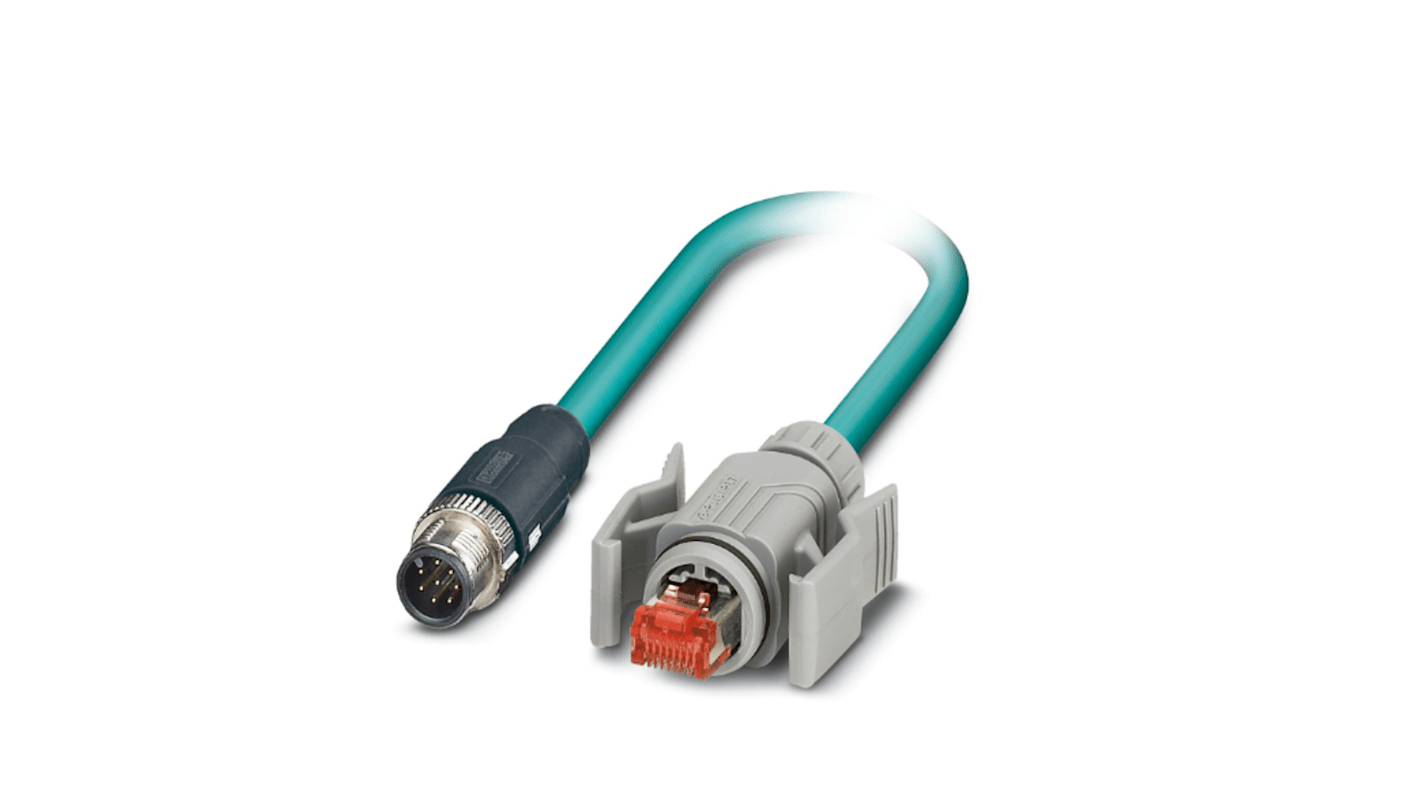 Phoenix Contact Ethernetkabel Cat.5, 5m, Blau Patchkabel, A M12 Geschirmt Stecker, B RJ45