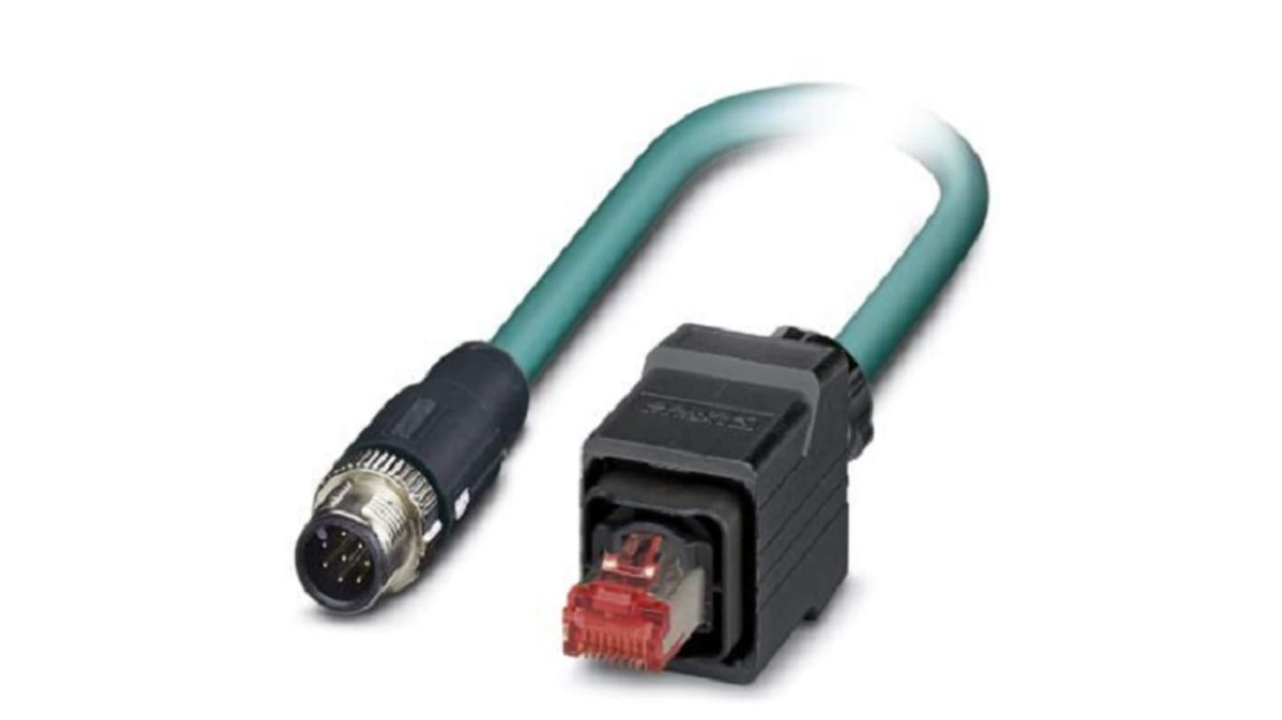 Phoenix Contact Ethernetkabel Cat.5, 1m, Blau Patchkabel, A M12 Geschirmt Stecker, B RJ45