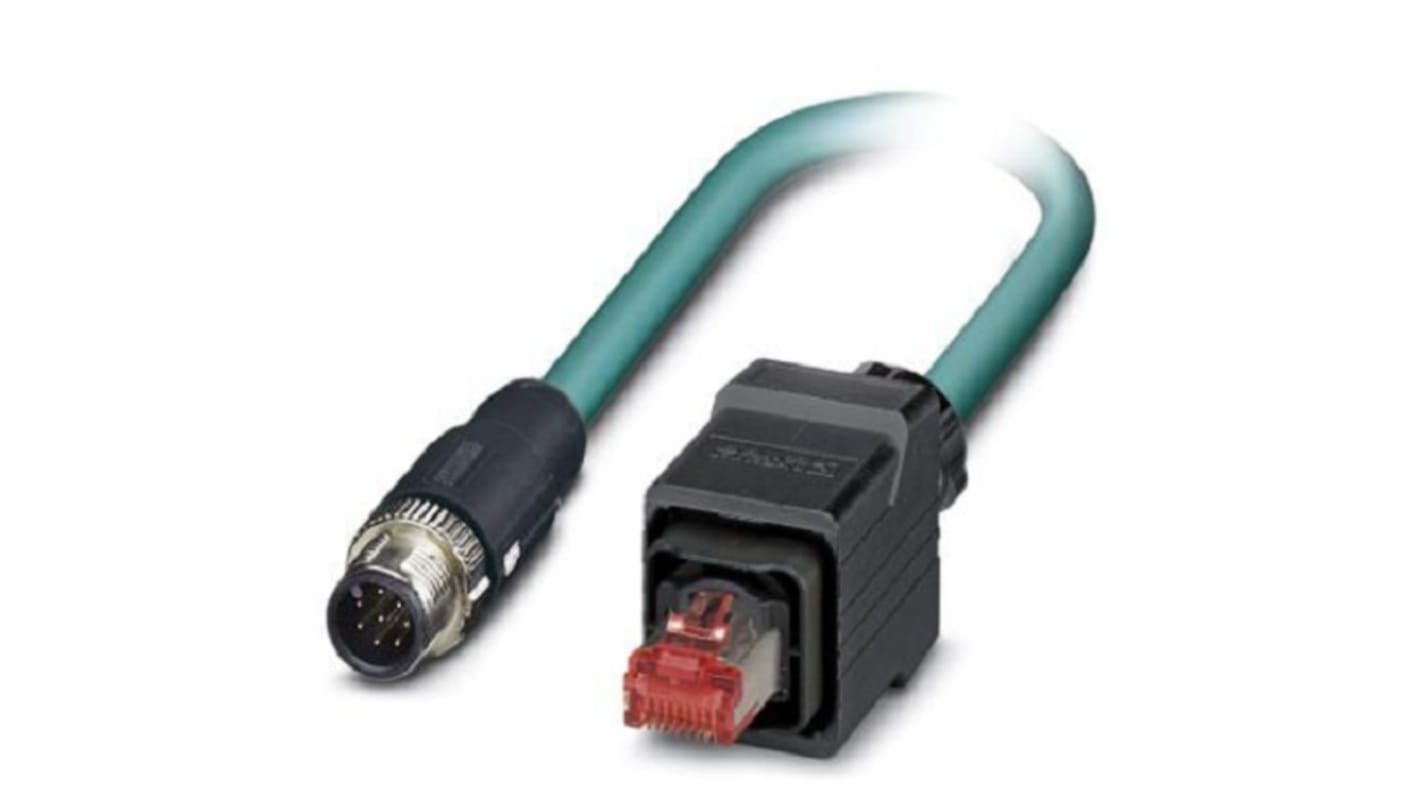 Phoenix Contact Ethernetkabel Cat.5, 10m, Blau Patchkabel, A M12 Geschirmt Stecker, B RJ45