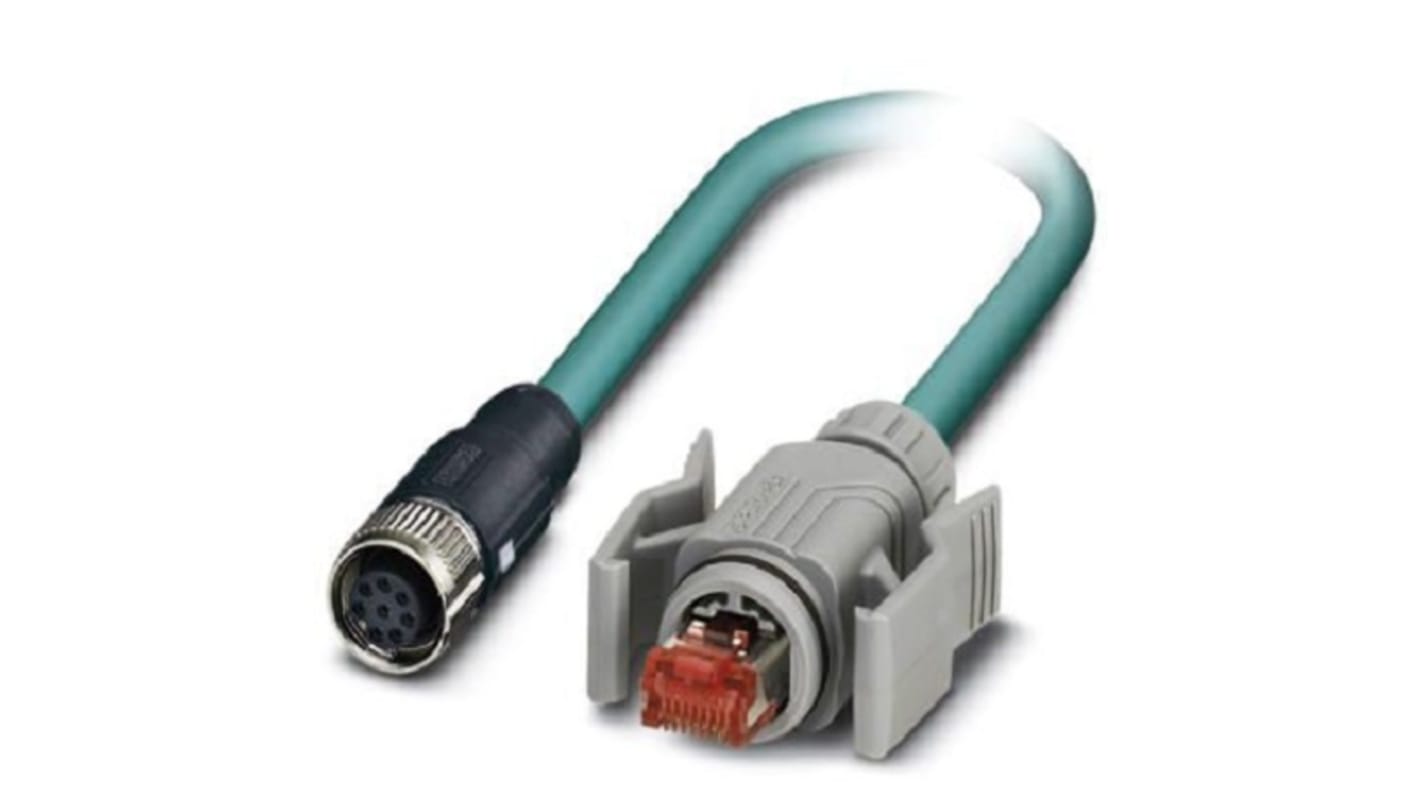 Phoenix Contact Ethernetkabel Cat.5, 2m, Blau Patchkabel, A M12 Geschirmt Buchse, B RJ45