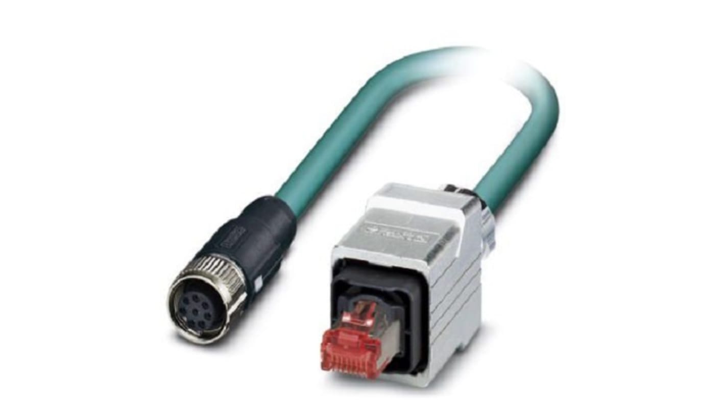 Phoenix Contact Ethernetkabel Cat.5, 1m, Blau Patchkabel, A M12 Geschirmt Buchse, B RJ45