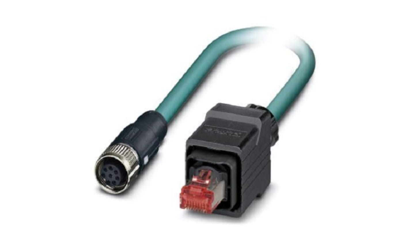 Phoenix Contact Ethernetkabel Cat.5, 1m, Blau Patchkabel, A M12 Geschirmt Buchse, B RJ45