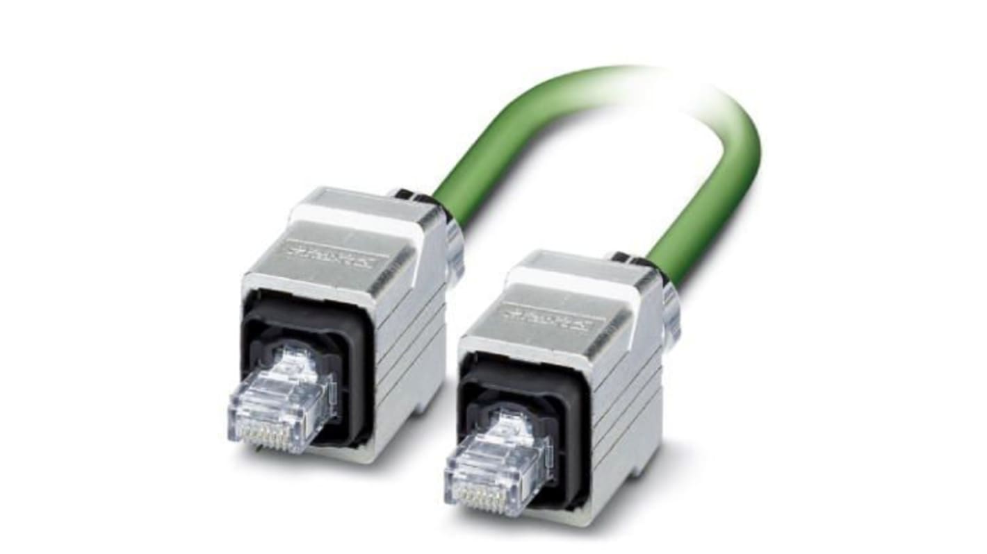 Phoenix Contact Cat5e Straight Male RJ45 to Straight Male RJ45 Ethernet Cable, Shielded, Green, 1m