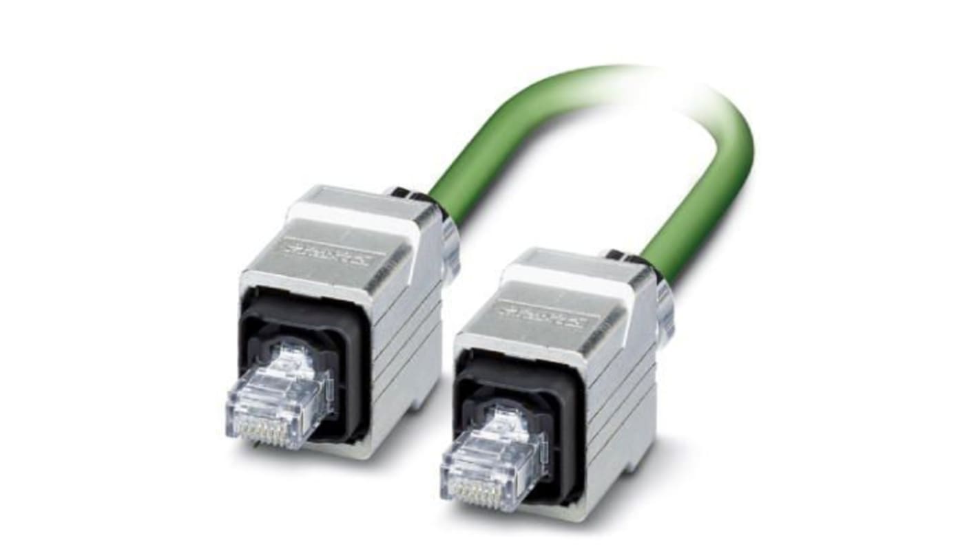 Phoenix Contact Cat5e Straight Male RJ45 to Straight Male RJ45 Ethernet Cable, Shielded, Green, 2m