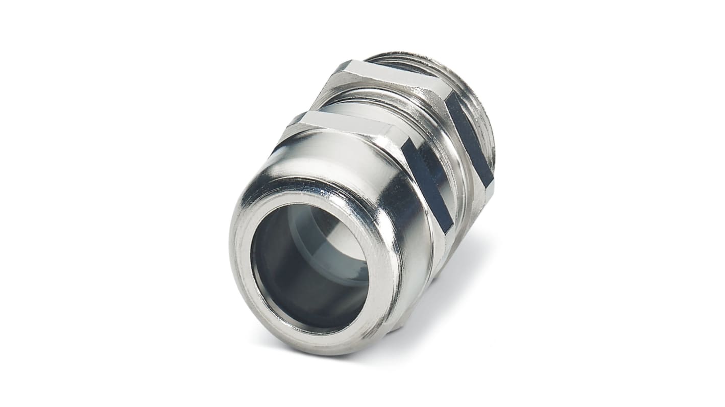 Phoenix Contact Silver Nickel Plated Brass Cable Gland, M32 Thread, 15mm Min, 21mm Max, IP69