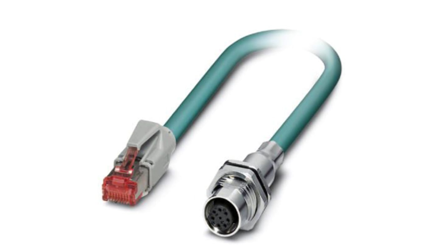 Phoenix Contact Ethernetkabel Cat.5, 5m, Blau Patchkabel, A M12 Geschirmt Buchse, B RJ45