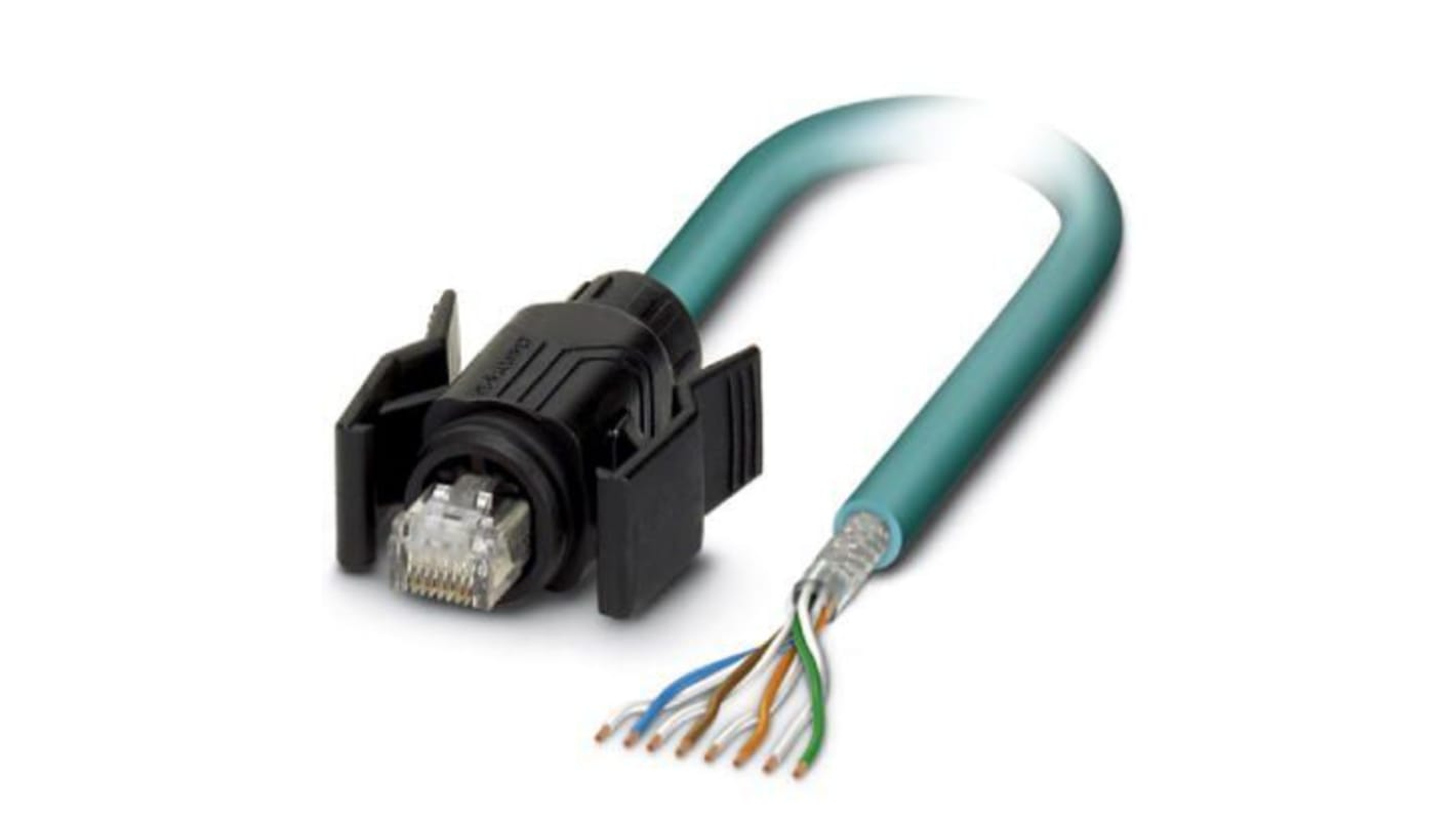 Phoenix Contact Cat5 Straight Male RJ45 to Unterminated Ethernet Cable, Shielded, Blue, 2m