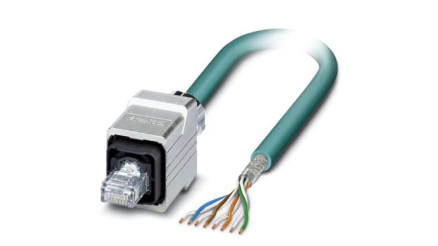 Phoenix Contact Cat5 Straight Male RJ45 to Unterminated Ethernet Cable, Shielded, Blue, 2m