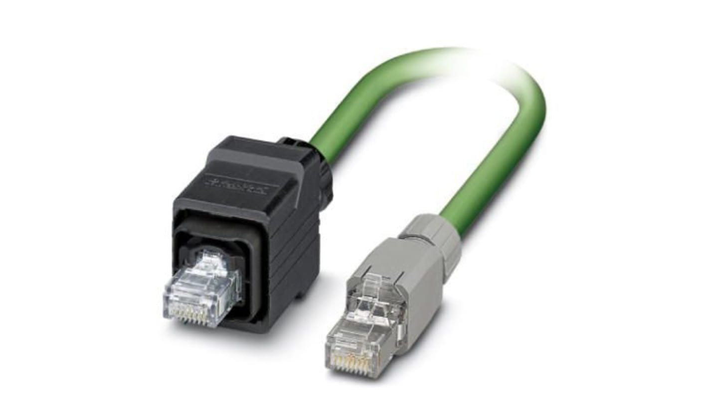 Phoenix Contact Cat5e Straight Male RJ45 to Straight Male RJ45 Ethernet Cable, Shielded, Green, 5m