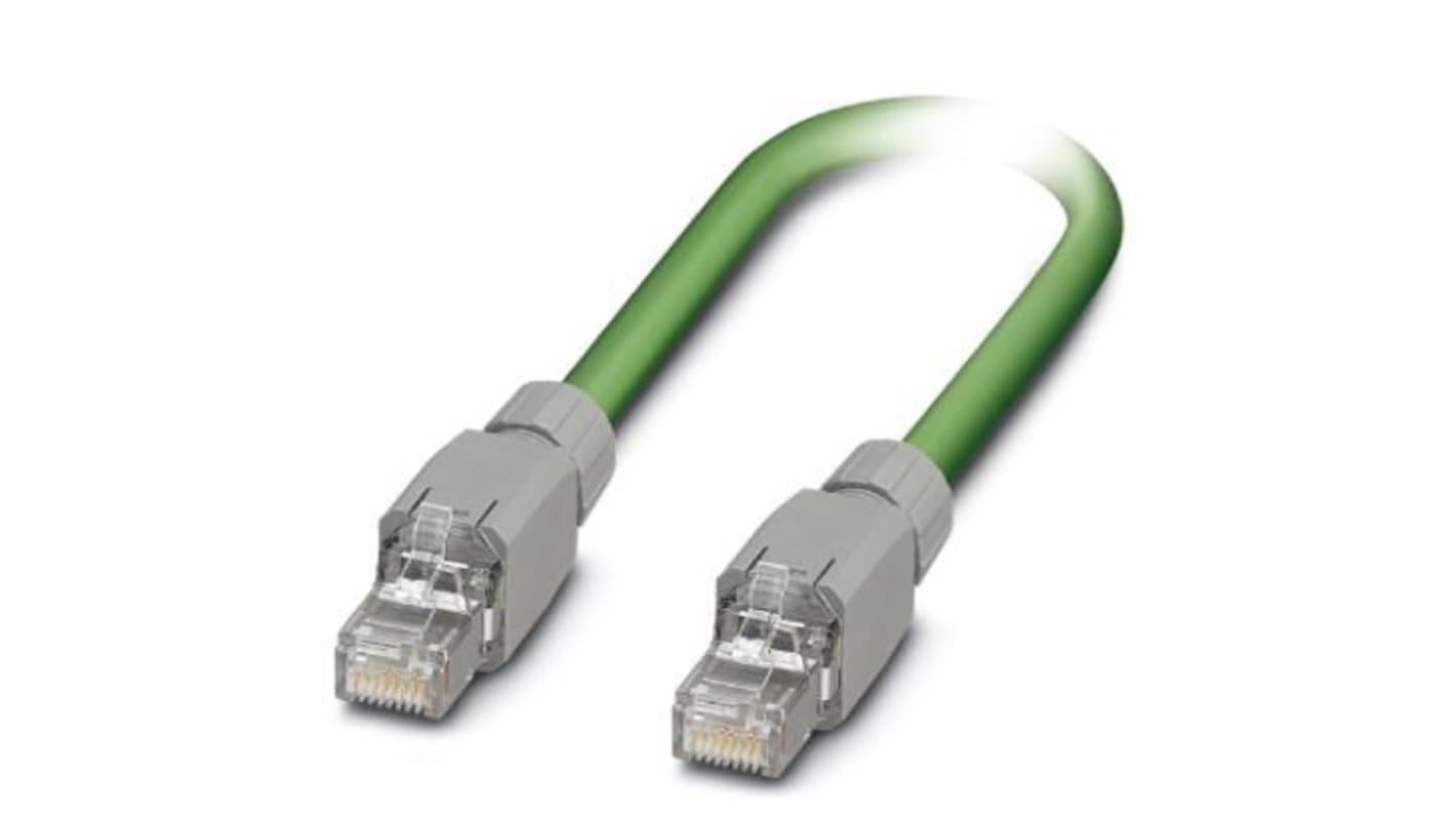 Phoenix Contact Cat5e Straight Male RJ45 to Straight Male RJ45 Ethernet Cable, Shielded, Green, 2m