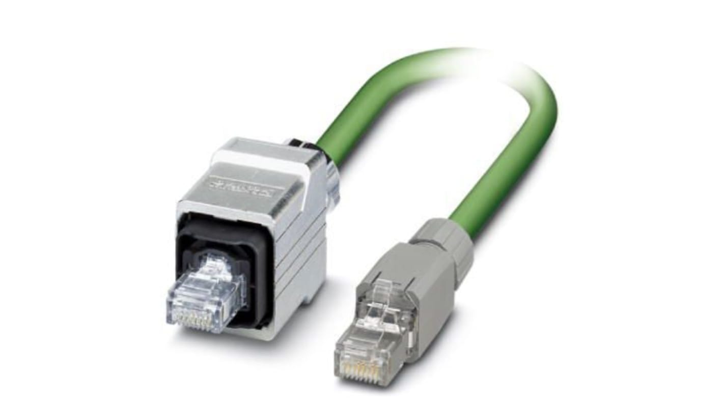 Phoenix Contact Cat5e Straight Male RJ45 to Straight Male RJ45 Ethernet Cable, Shielded, Green, 5m