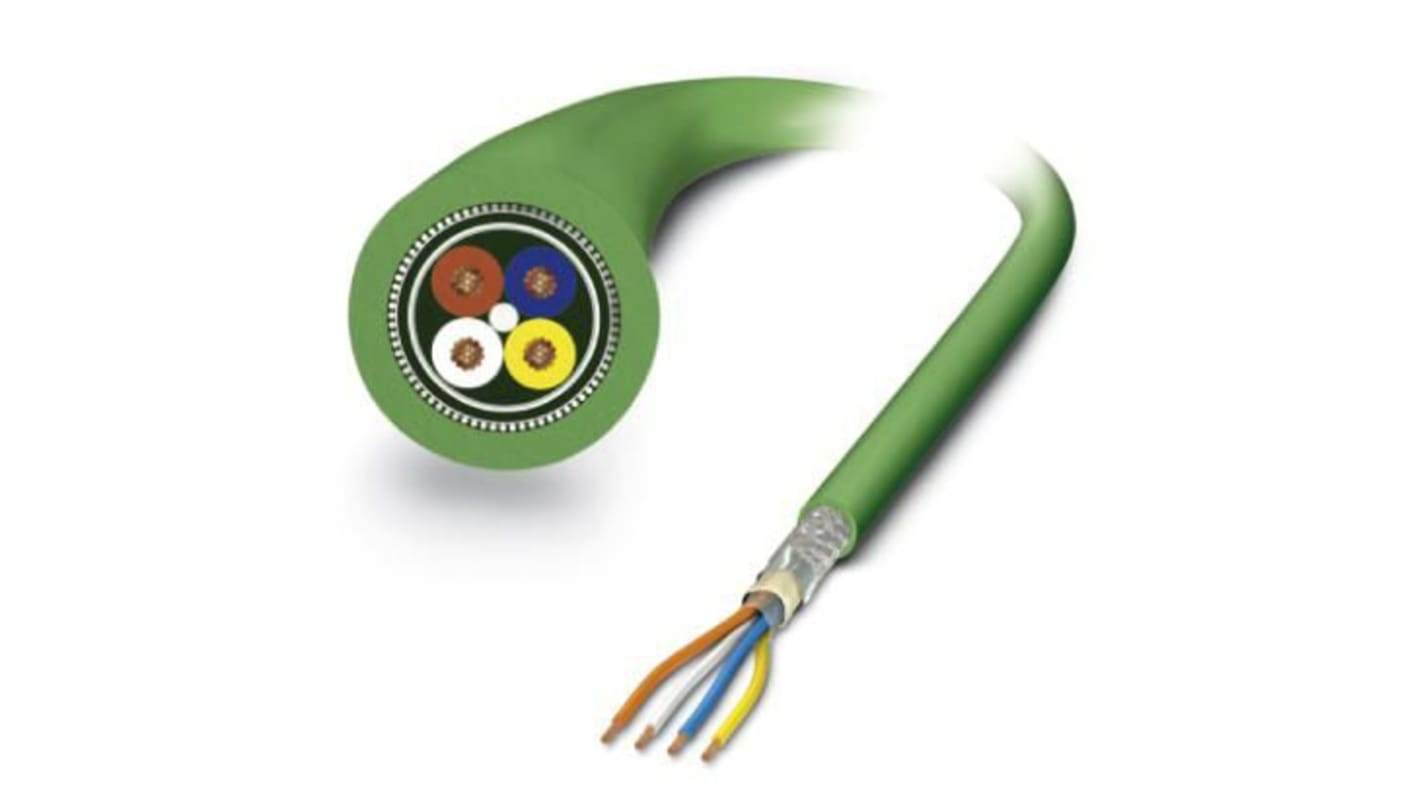 Phoenix Contact Cat5 Unterminated Ethernet Cable, Shielded, Green, 100m