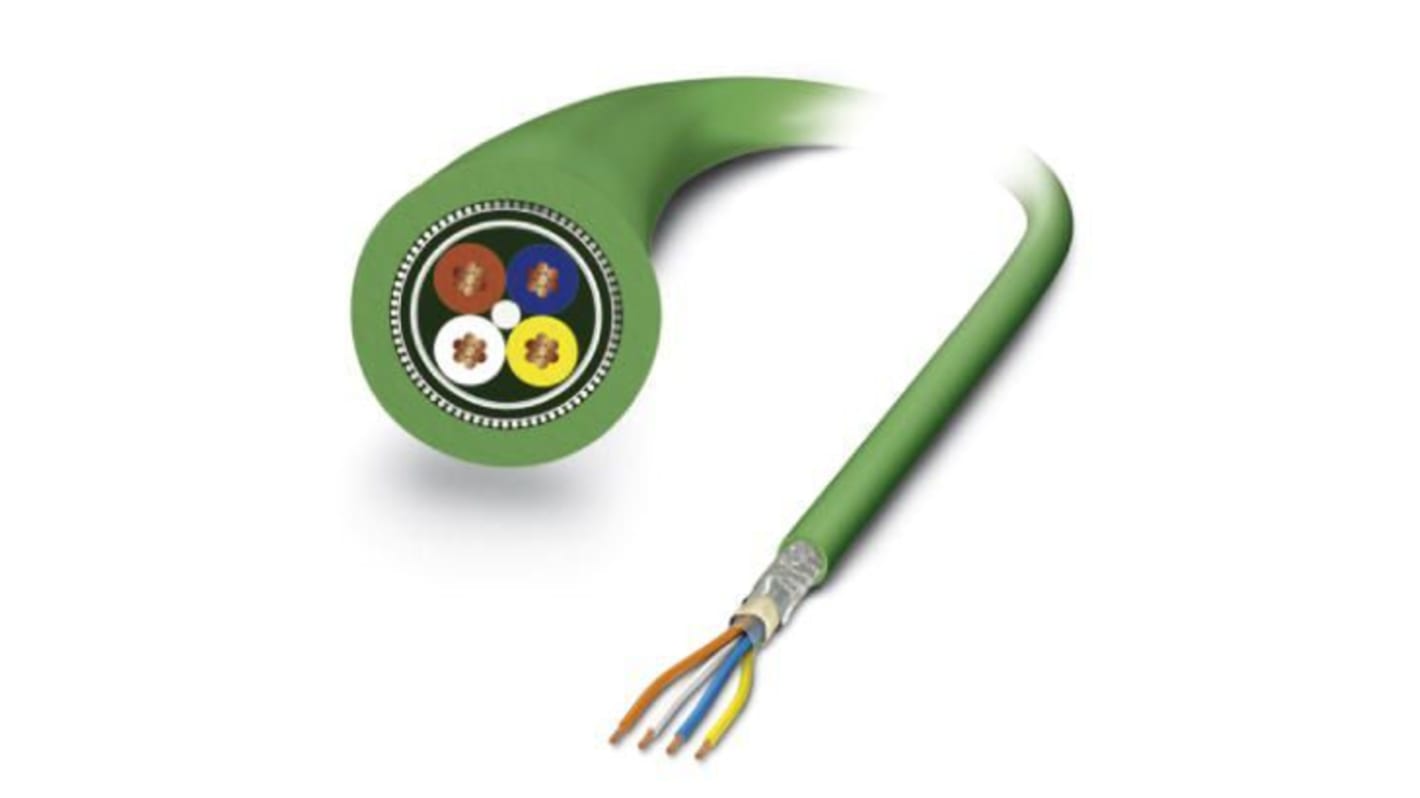 Phoenix Contact Cat5 Unterminated Ethernet Cable, Shielded, Green, 100m