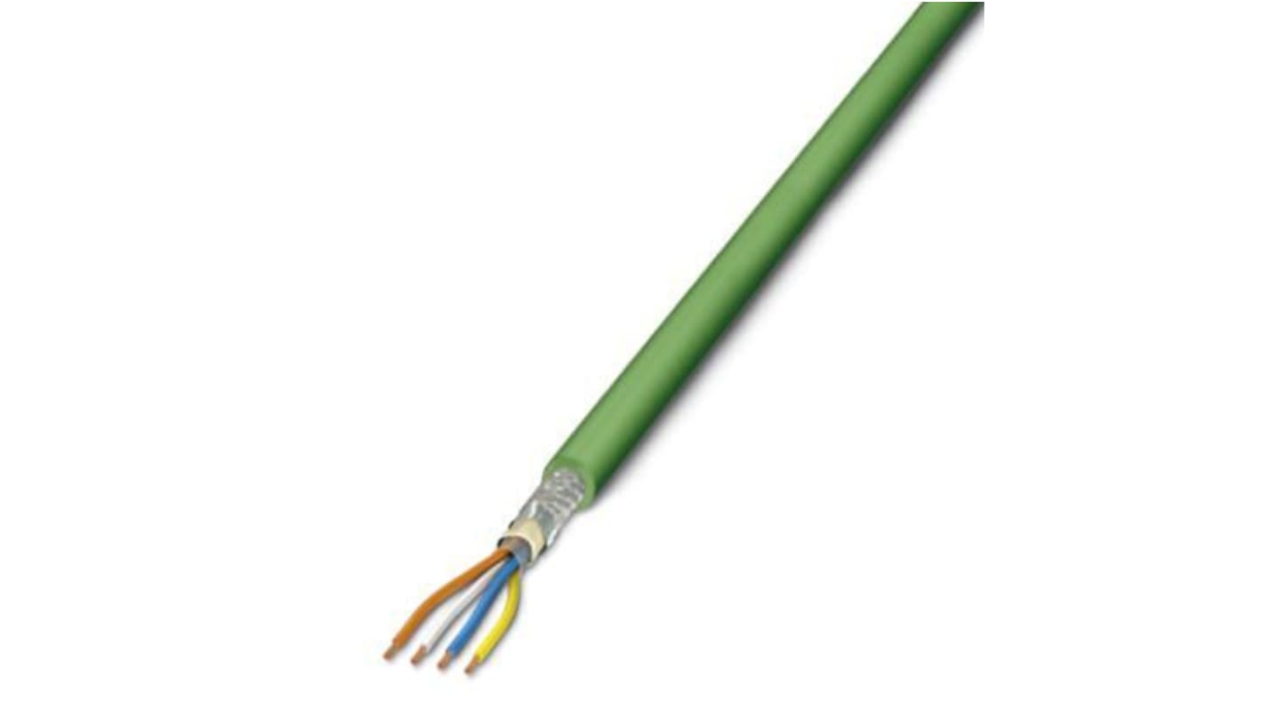 Phoenix Contact Cat5 Unterminated Ethernet Cable, Shielded, Green, Yellow, 100m