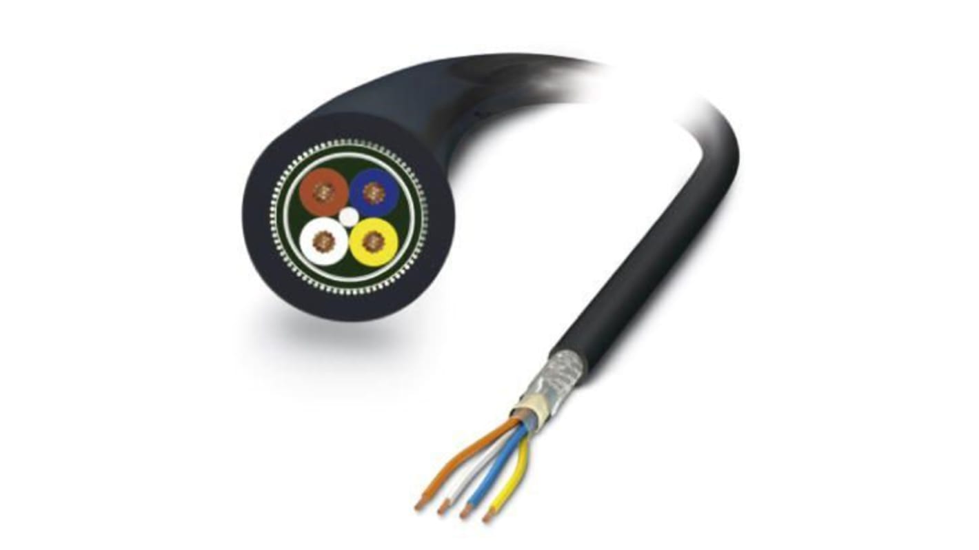 Phoenix Contact Cat5 Unterminated Ethernet Cable, Shielded, Black, 100m