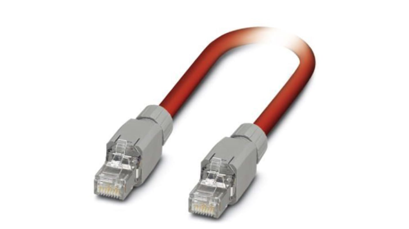 Phoenix Contact Cat5 Straight Male RJ45 to Straight RJ45 Ethernet Cable, Shielded, Red, 2m